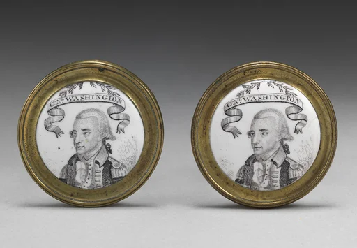 Pair of mirror knobs with depiction of General Washington