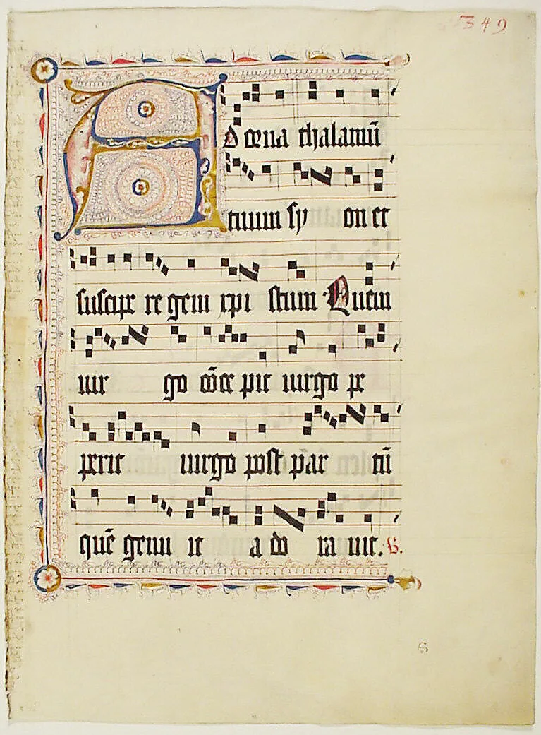 Manuscript Leaf with Initial A, from an Antiphonary — Unknown
