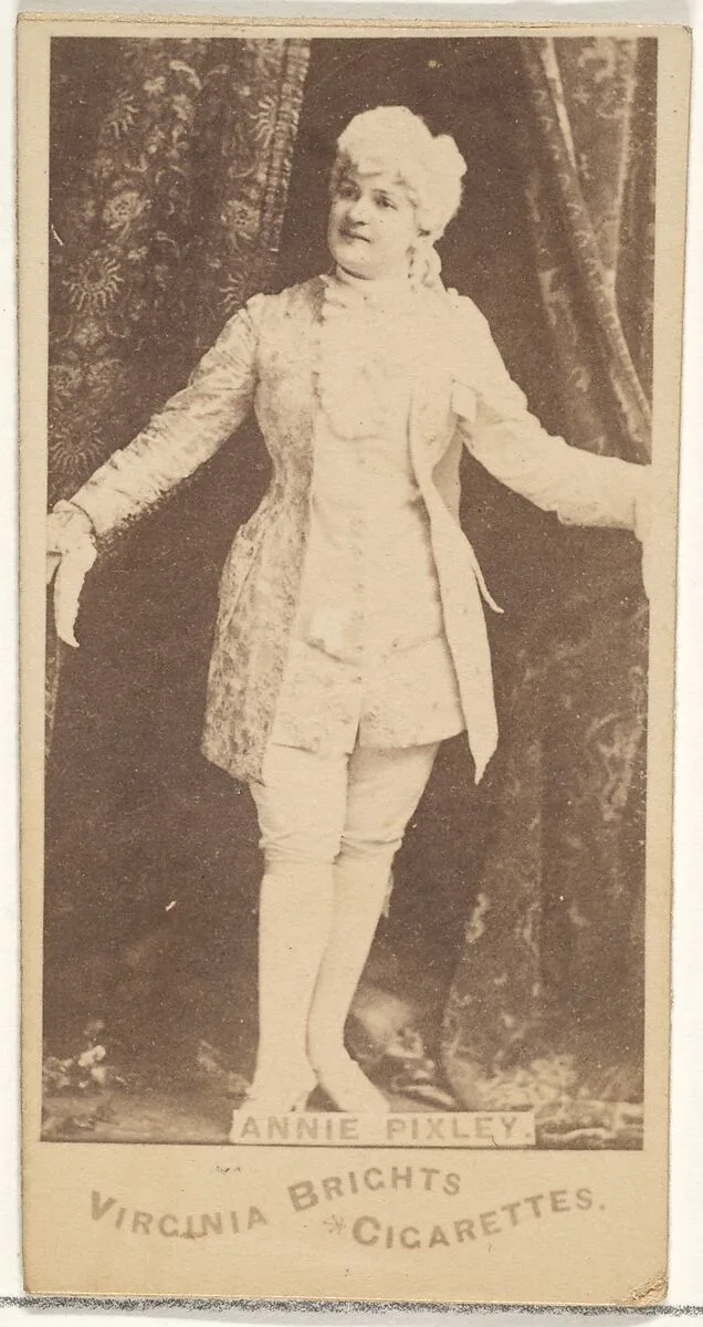 Annie Pixley, from the Actors and Actresses series (N45, Type 1) for Virginia Brights Cigarettes — Allen & Ginter