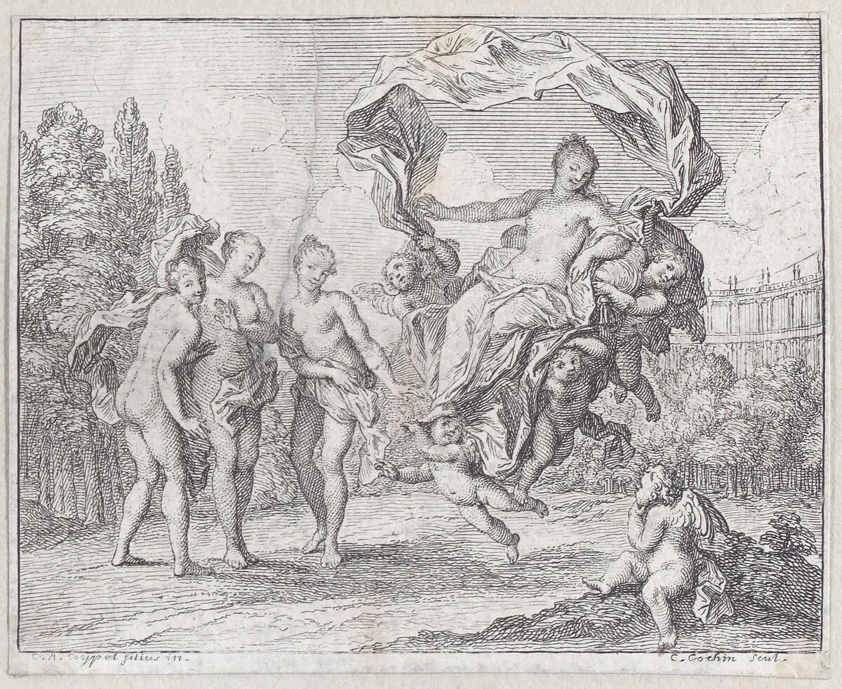 The Graces, Fable VIII in La Motte, Fables Nouvelles — Charles Antoine Coypel|Charles Nicolas Cochin I|Lamotte-Houdar