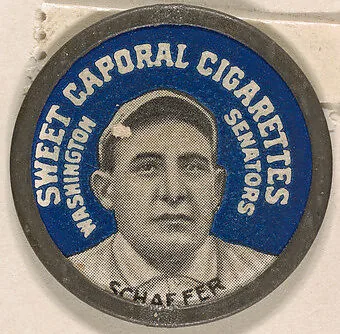 Schaefer, Washington Senators (blue), from the Domino Discs series (PX7), issued by Kinney Brothers — Kinney Brothers Tobacco Company