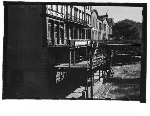[Waterfront Warehouse Buildings and Footbridges, Savannah, Georgia]