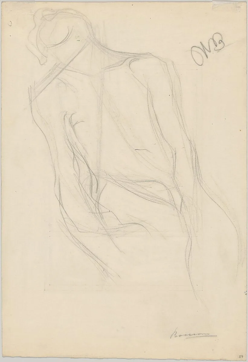 Seated Male Nude (recto); Seated Woman with a Dark Blouse (verso) — Umberto Boccioni