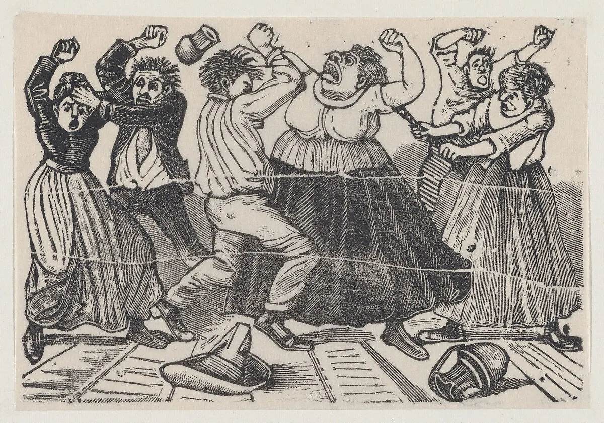 Fight between mothers-in-law from a broadside entitled 'Pleito de suegras' — José Guadalupe Posada