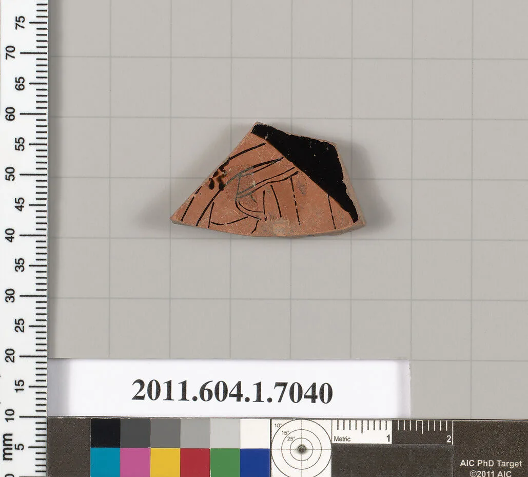 Terracotta fragment of a kylix (drinking cup) — Douris