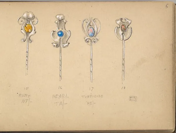 Four Designs for Silver Stickpins — Edgar Gilstrap Simpson