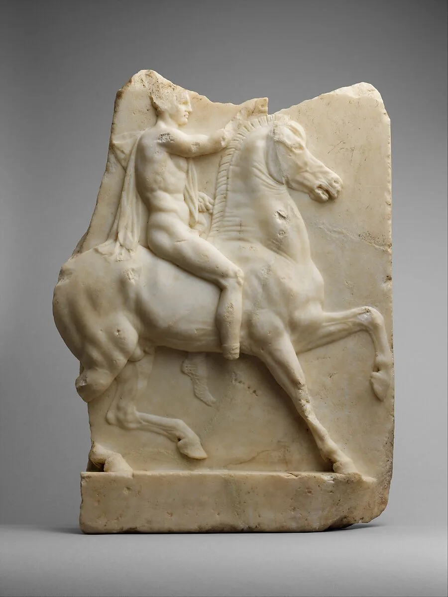 Marble relief of a horseman — Unknown