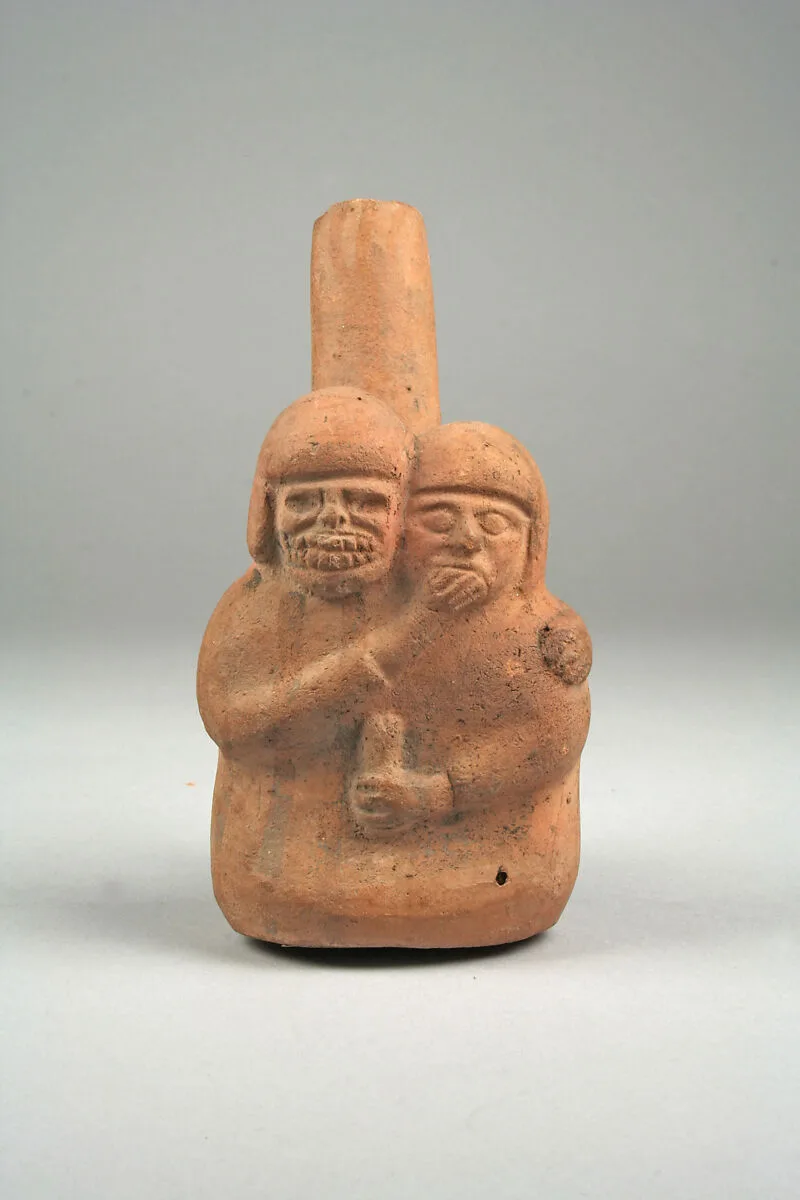 Stirrup Spout Bottle with Couple — Unknown