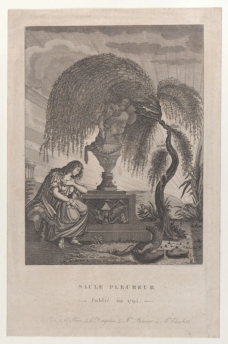 The Weeping Willow with hidden silhouettes of the Royal family — Louis XVII|Louis XVI, King of France|Anonymous|Marie Antoinette, Queen of France