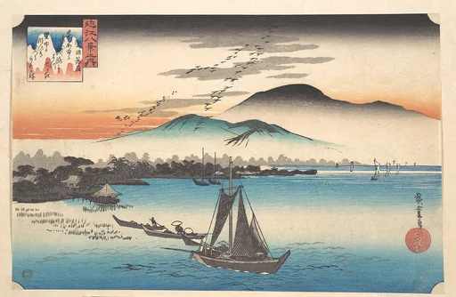 近江八景之内 堅田落雁|Geese Alighting at Katada, Lake Biwa