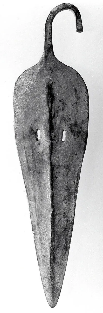 Spearhead with bent tang and slotted blade — Unknown