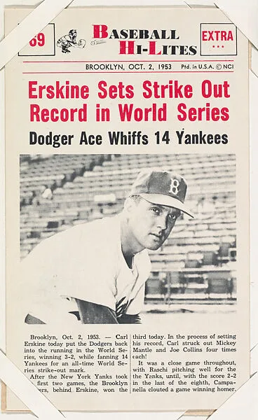 Carl Erskine #39 from Nu-Card Baseball Hi-Lites series (W460) — Nu-Card, Inc.