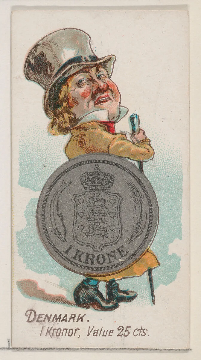 Denmark, 1 Kronor, from the series Coins of All Nations (N72, variation 2) for Duke brand cigarettes — W. Duke, Sons & Co.