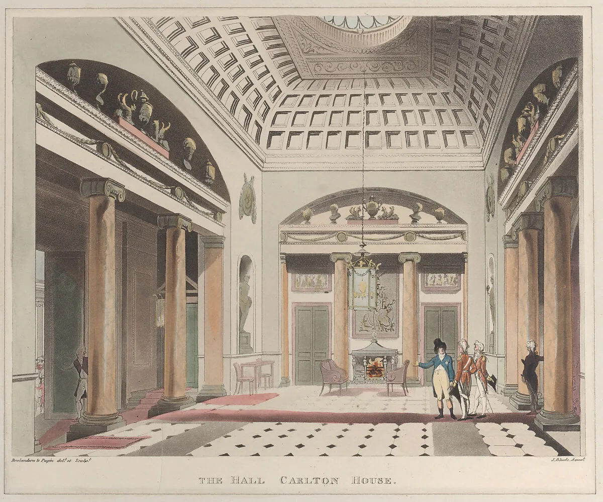 The Hall Carlton House — Rudolph Ackermann, London|Auguste Charles Pugin|Thomas Rowlandson|John Bluck