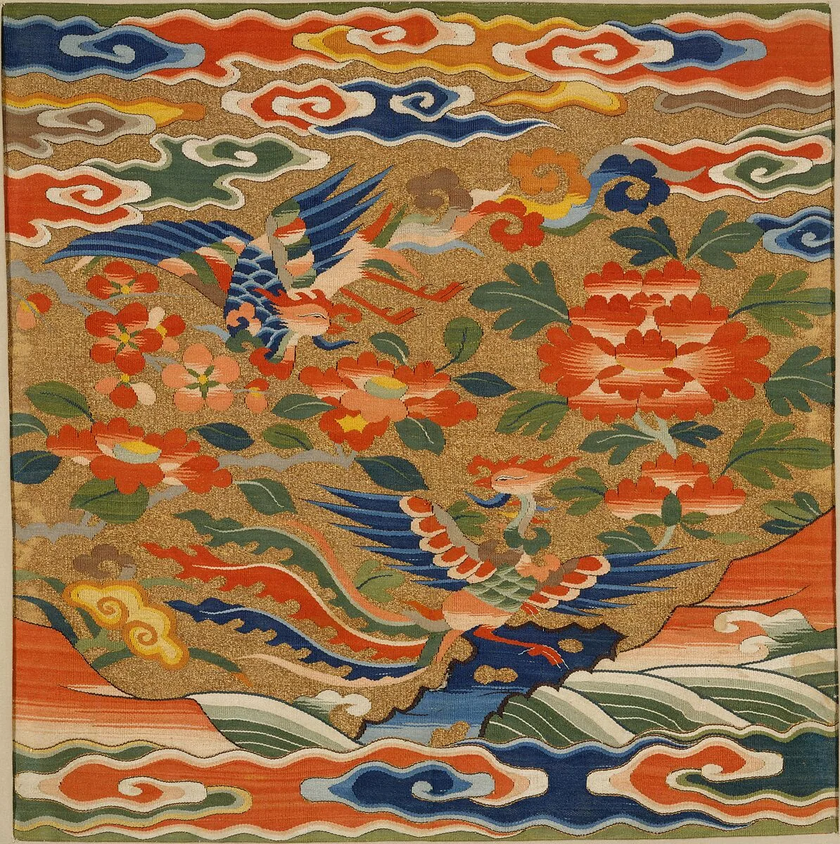 明中期 緙絲雙鳳紋補子|Rank badge with two phoenixes — Unknown