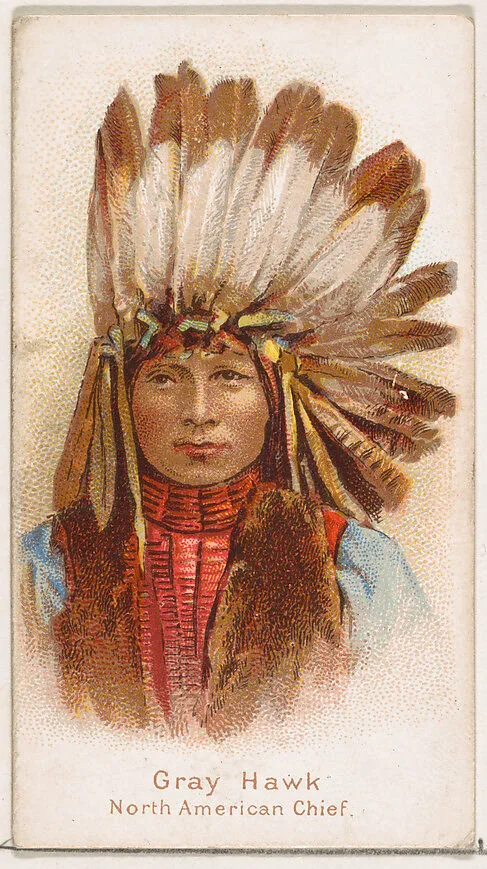 Gray Hawk, North American Chief, from the Savage and Semi-Barbarous Chiefs and Rulers series (N189) issued by Wm. S. Kimball & Co. — William S. Kimball & Company