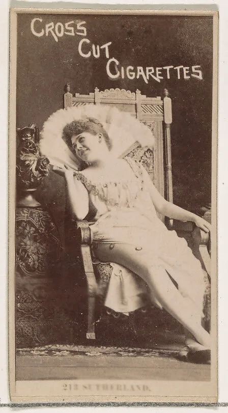Card Number 213, Sutherland, from the Actors and Actresses series (N145-2) issued by Duke Sons & Co. to promote Cross Cut Cigarettes — W. Duke, Sons & Co.