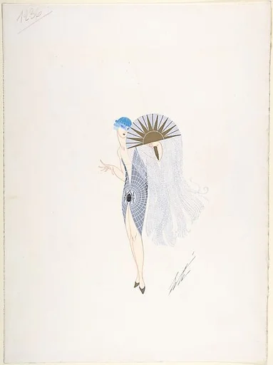 Design for a Grey Beaded Dress with Web Design for "Manhattan Mary," Majestic Theater, New York