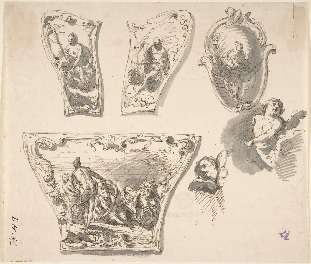 Various Designs for Parts of a Carriage — Giovanni Larciani ("Master of the Kress Landscapes")