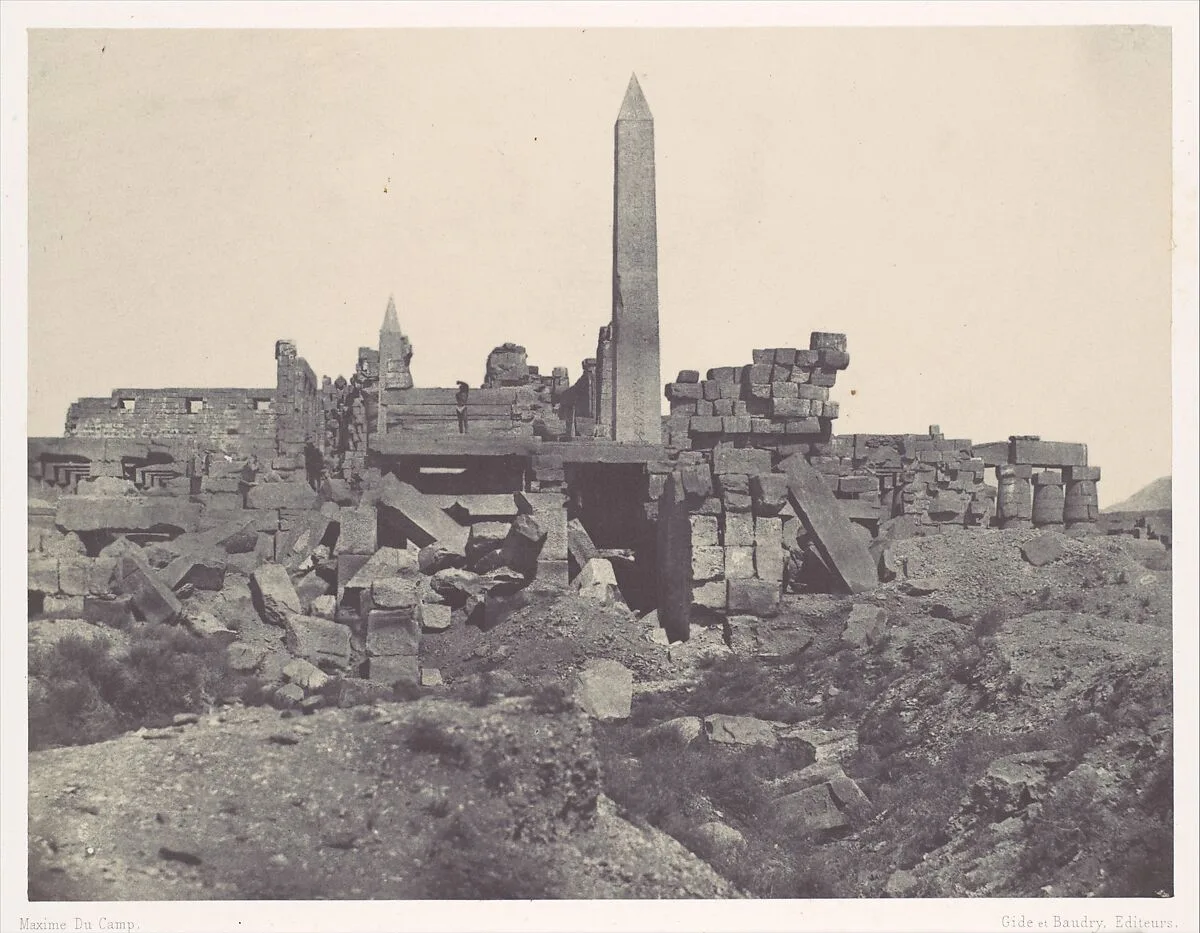 Thebes. Palais de Karnak. Sanctuaire de granit et salle Hypostyle — Maxime Du Camp|Imprimerie photographique de Blanquart-Évrard, à Lille