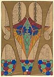 Vertical Panel with a Pendant Suspended From Two Chains with a Band of Colored Circles Below — Anonymous, French, 20th century