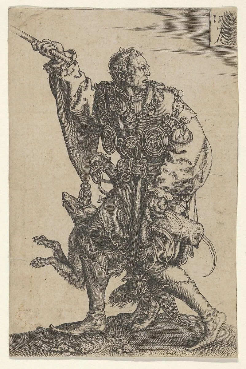 Master of Ceremonies with a Dog, from "The Large Wedding Dancers" — Heinrich Aldegrever