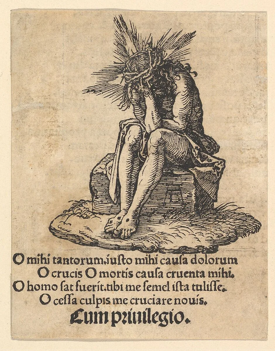 The Man of Sorrows Seated, title page of "The Small Passion" — Albrecht Dürer