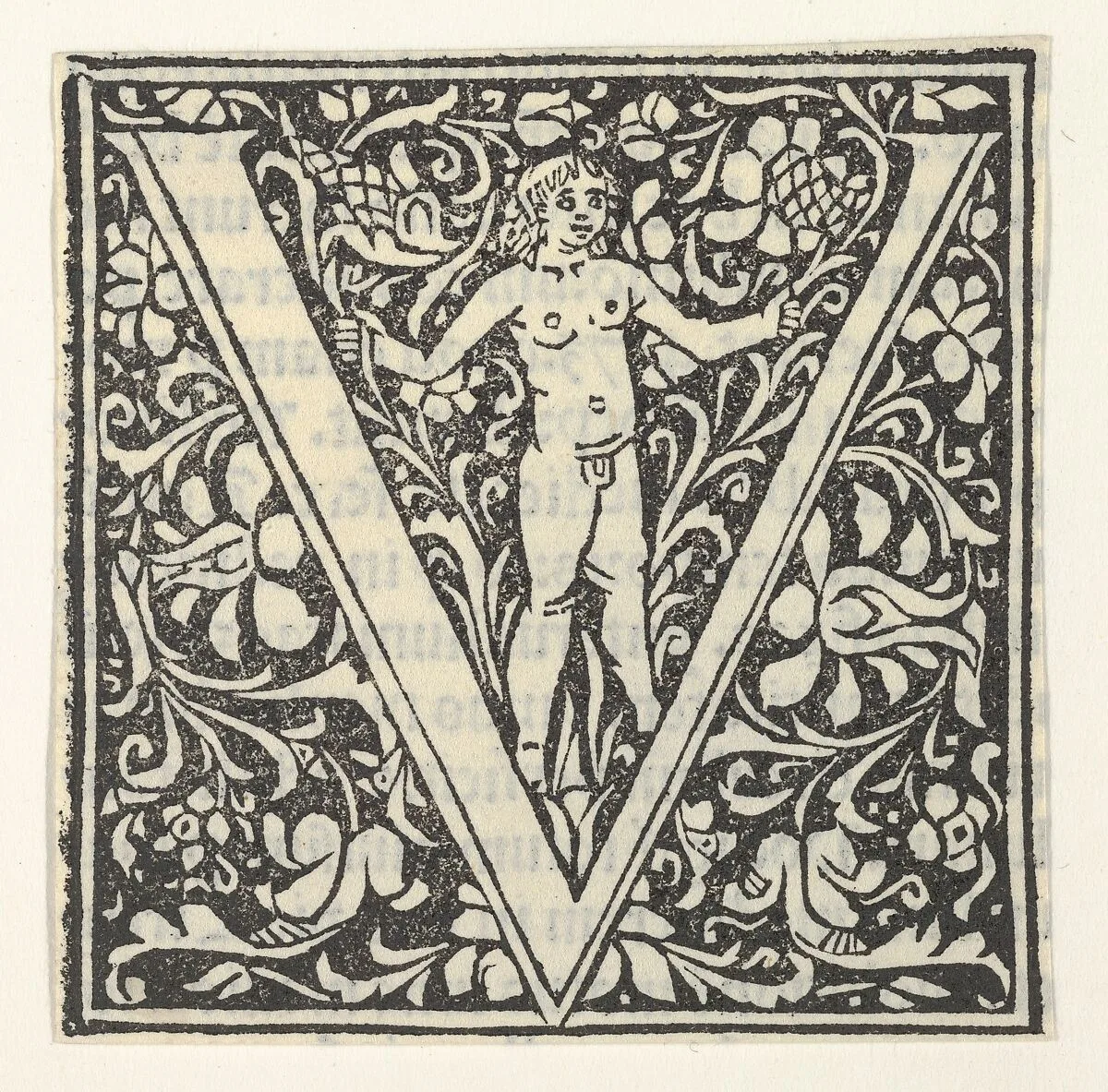 Initial letter V with putto — Anonymous, Italian, 15th century