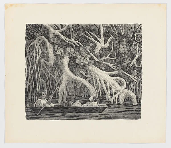 The Palisada river, from 'Estampas de Yucatan' (1946) — Alfredo Zalce|La Estampa Mexicana|José Sánchez