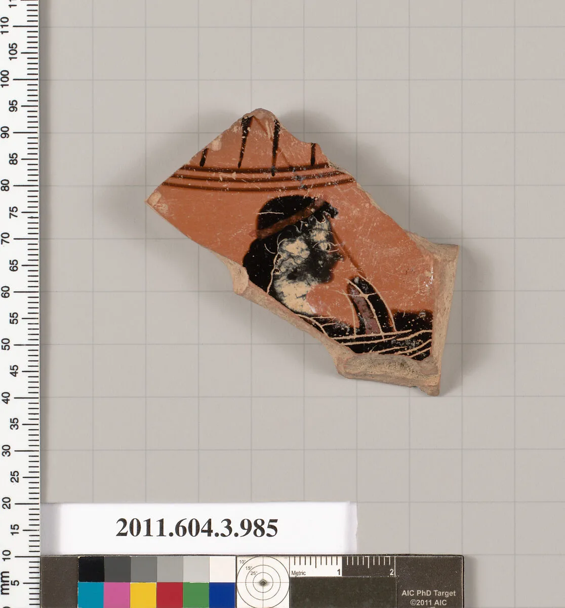 Terracotta fragment of a lekanis lid (covered dish) — Unknown
