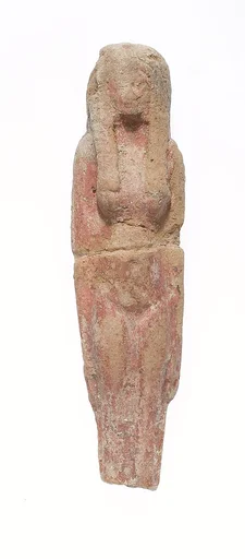 Standing female figurine with long thin wig and missing legs