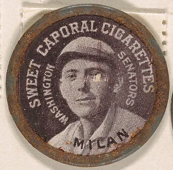 Mican, Washington Senators (black), from the Domino Discs series (PX7), issued by Kinney Brothers — Kinney Brothers Tobacco Company