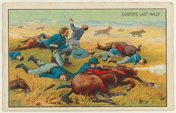 Custers Last Rally, from the "Historical Events" series (T70), issued with Hoffman House Magnums Cigars, Flexo Giants Little Cigars, Buffo Little Cigars, and Just Suits Cut Plug — Unknown