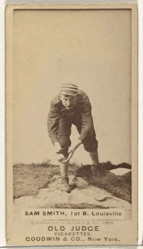 Samuel J. "Skyrocket" Smith, 1st Base, Louisville Colonels, from the Old Judge series (N172) for Old Judge Cigarettes