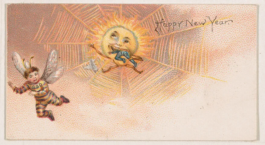 Happy New Year, from the New Years 1890 series (N227) issued by Kinney Bros. — Kinney Brothers Tobacco Company