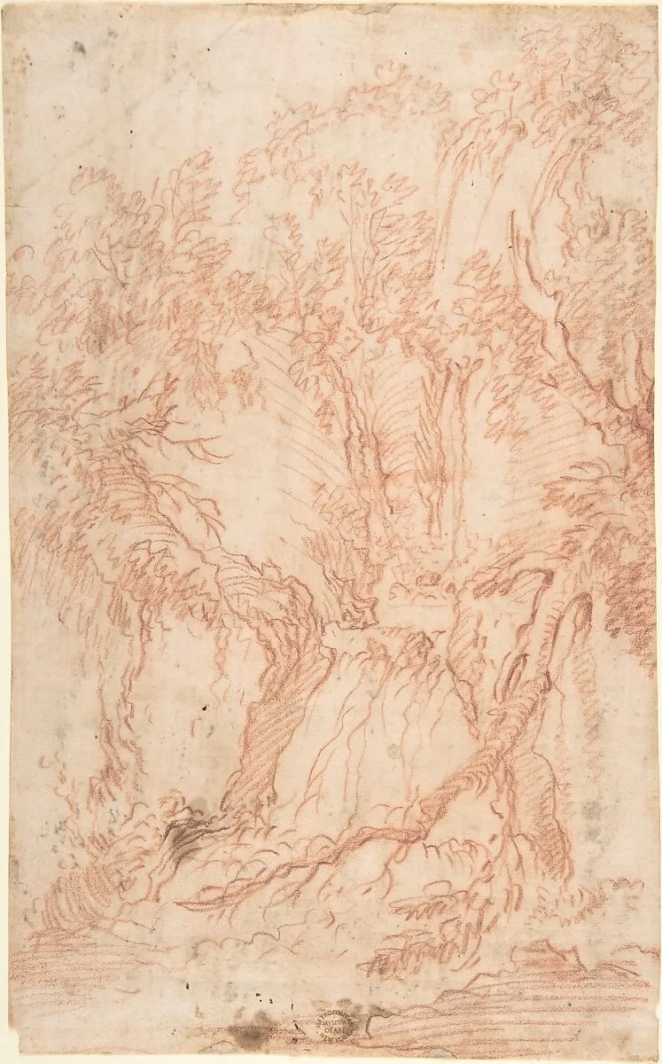 Trees and Rocks — Anonymous, Italian, Roman-Bolognese, 17th century