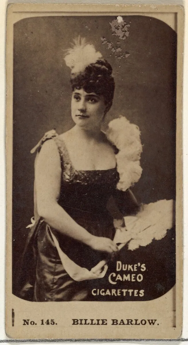 Card Number 145, Billie Barlow, from the Actors and Actresses series (N145-4) issued by Duke Sons & Co. to promote Cameo Cigarettes — W. Duke, Sons & Co.