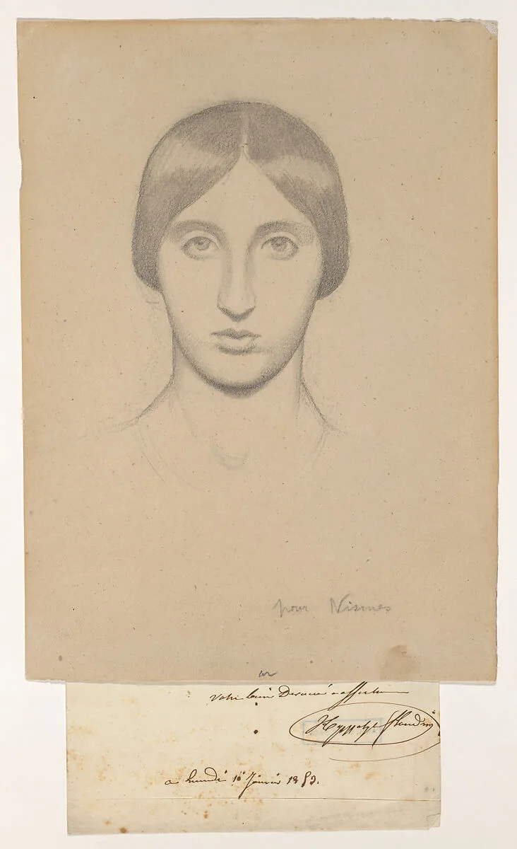Head of a Woman; Study for a mural in the Church of Saint-Paul, Nîmes — Hippolyte Flandrin