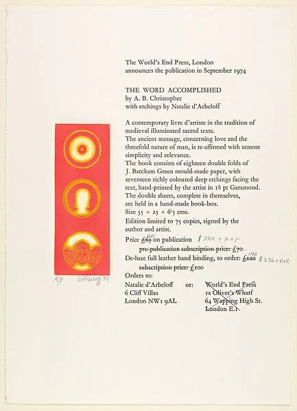 Prospectus for 'The Word Accomplished' — Natalie D'Arbeloff