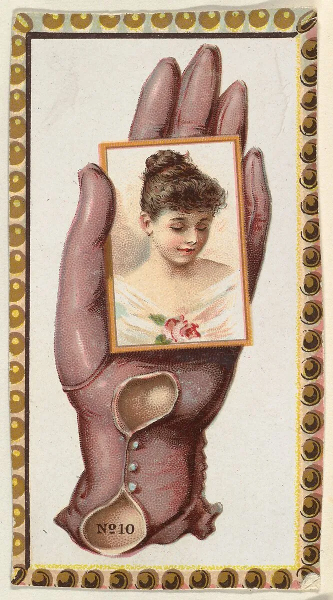 Card Number 10, cut-out from banner advertising the Opera Gloves series (G29) for Allen & Ginter Cigarettes — Allen & Ginter|American Tobacco Company
