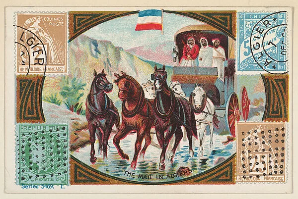 The Mail in Algiers, bakery card from the Stamps and Mail Carriers of All Nations series (D73), issued by the Rochester Baking Company — Rochester Baking Company
