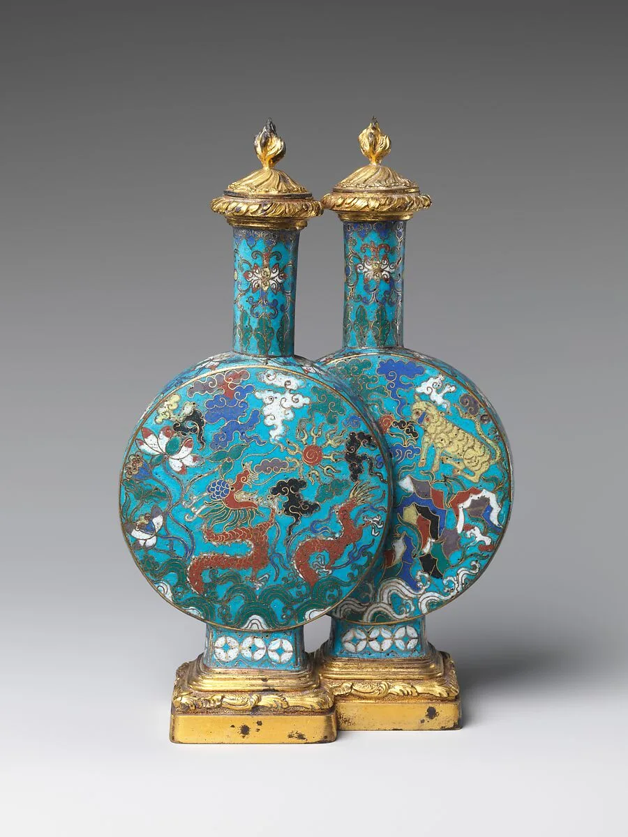 清乾隆 掐絲琺瑯雙聯瓶|Double bottle (one of a pair) — Unknown