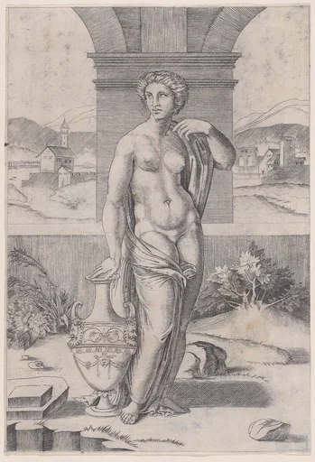 Woman Standing near a Vase