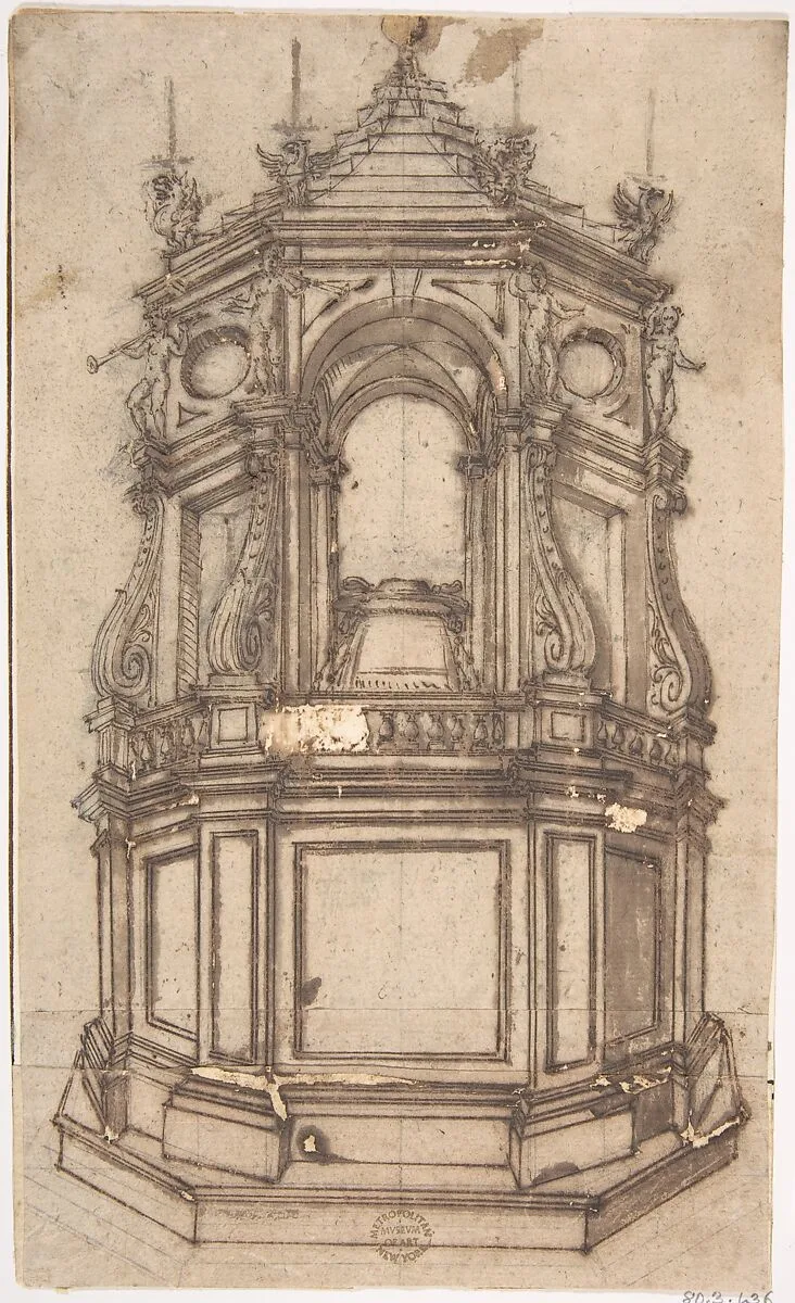 Catafalque for a Cardinal — Anonymous, Italian, Roman-Bolognese, 17th century
