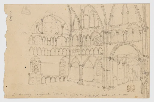 Northeast Transept of Canterbury Cathedral (recto); Architectural Details (verso)