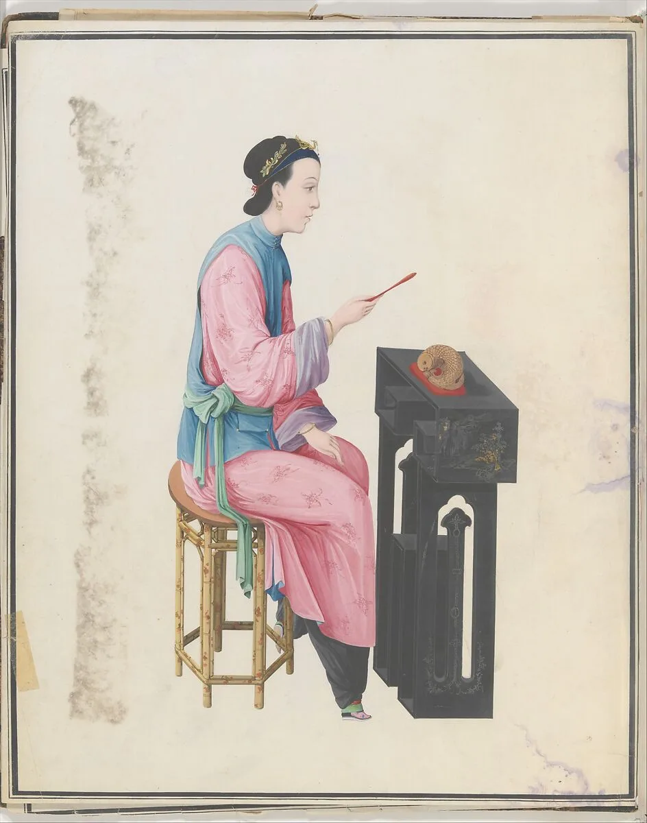 Watercolor of musician playing mu yu — Unknown
