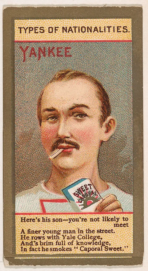 Yankee, from Types of Nationalities (N240) issued by Kinney Bros. — Kinney Brothers Tobacco Company