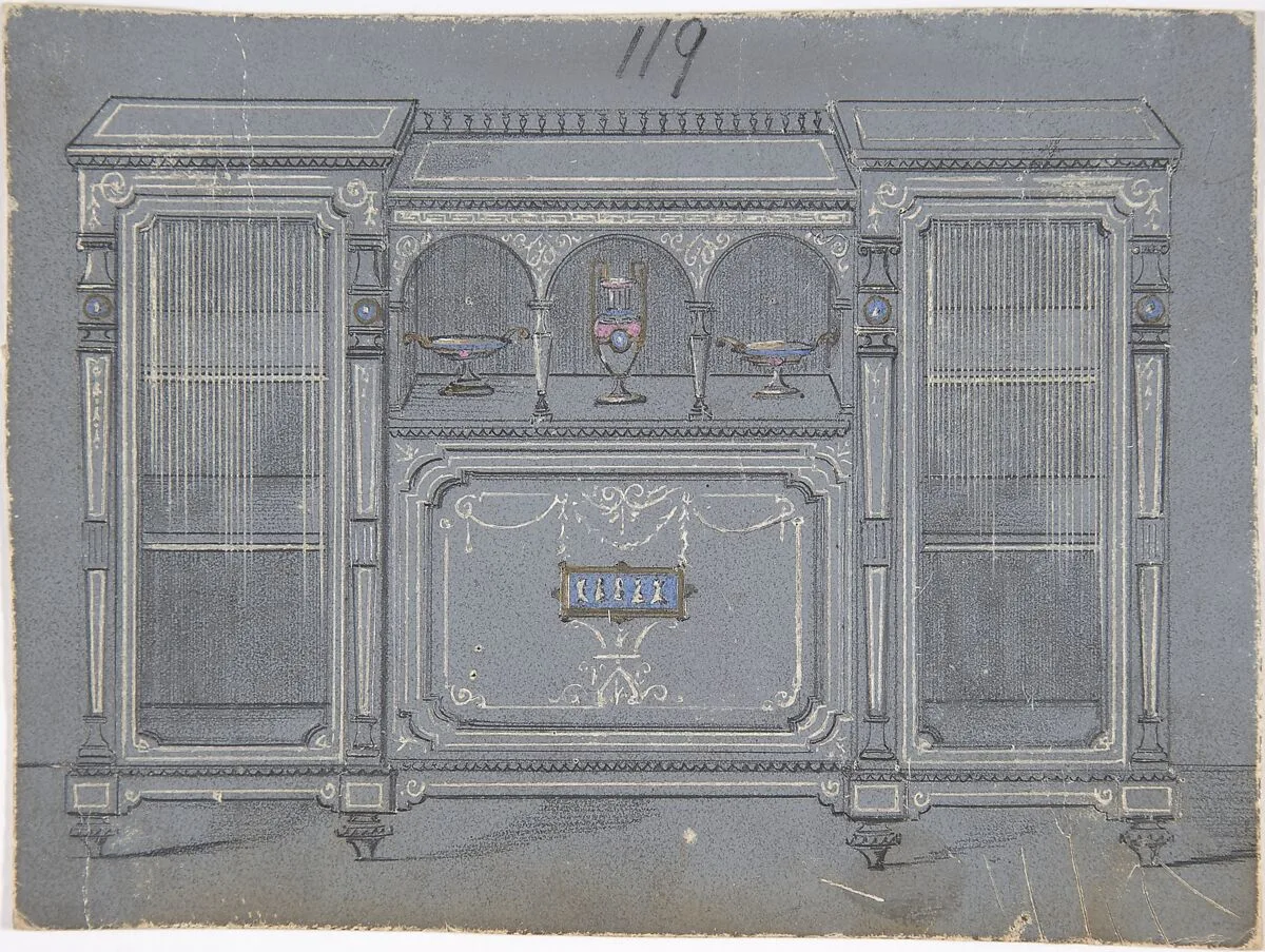 Cabinet Design with a Porcelain Plaque — Anonymous, British, 19th century