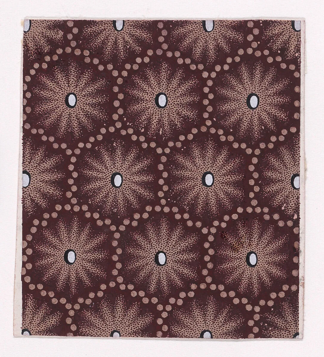 Textile Design with a Honeycomb Pattern of Garlands of Dots and Pearls over a Stippled Background — Anonymous, Alsatian, 19th century