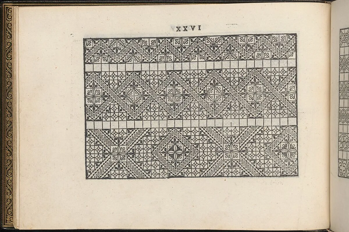 La Vera Perfettione del Disegno di varie sorti di recami, page 13 (verso) — Giovanni Ostaus|Giuseppe Salviati (Giuseppe Porta, called Il Salviati)